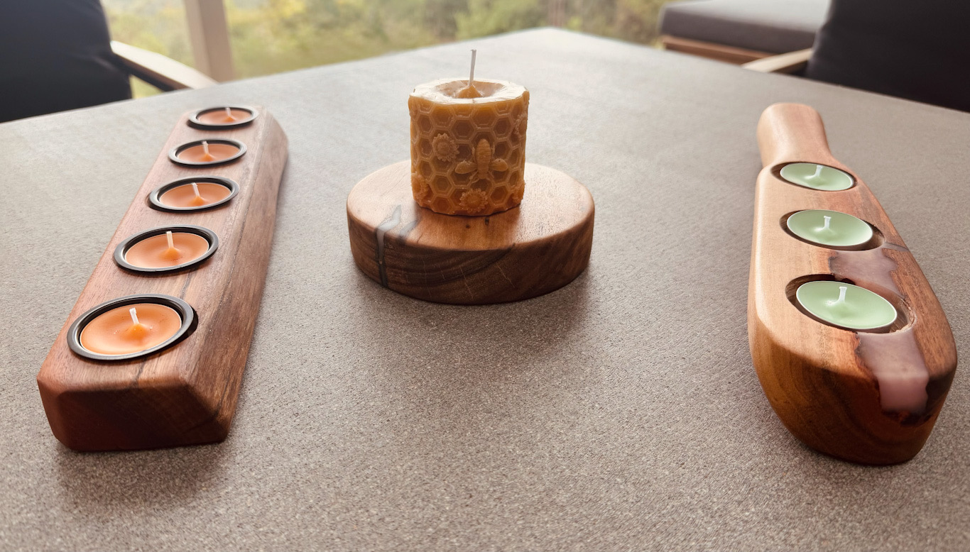 Red Gum Candle Holders & Plinth